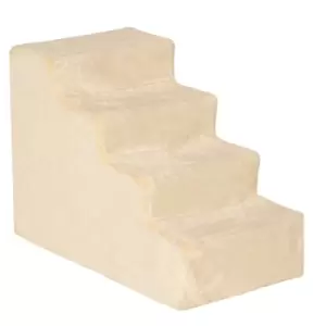 Image of PawHut Dog Steps 4-Steps Design with Washable Plush Cover for High Bed Sofa, Dog Stairs for Small Dog and Cat
