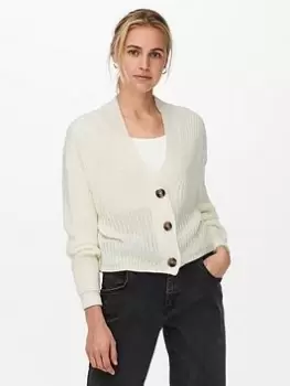 Image of Only Long Sleeve Knit Cardigan - Cream Size M Women