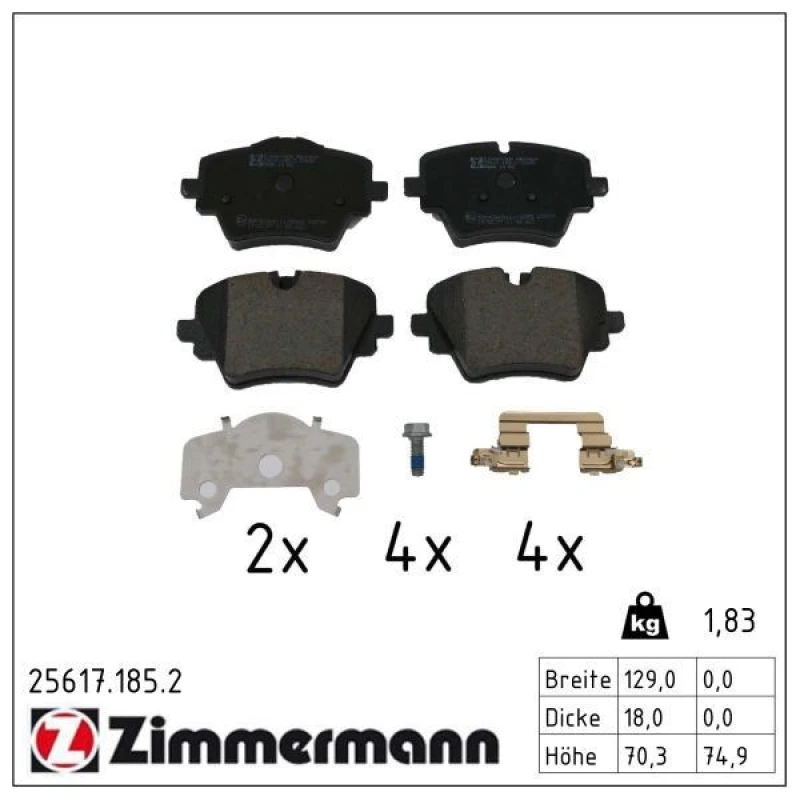 Image of ZIMMERMANN Brake pad set ZIMMERMANN 25617.185.2