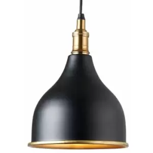 image of Industrial Ceiling Pendant Light matt Black & brass Shade Hanging Lamp Holder