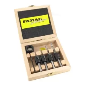 image of Famag - Set of 5 Pieces in Wooden Case, Drill Bits Type 3500 3, 4, 5, 6mm with Cou