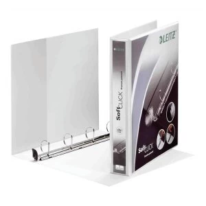 Image of Leitz Softclick Presentation Ring Binder PVC 4 D-Ring 25mm Capacity A4 White Ref 42010001 Pack 6