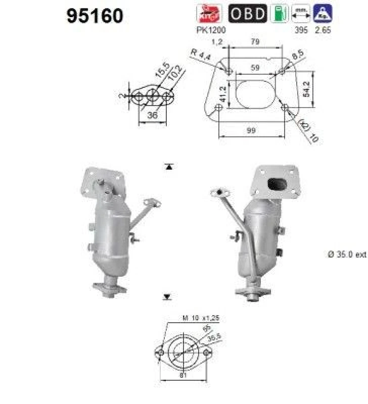 Image of AS Catalytic converter AS 95160
