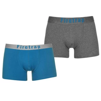 image of Firetrap 2 Pack Trunks Mens - Char Marl/Blue