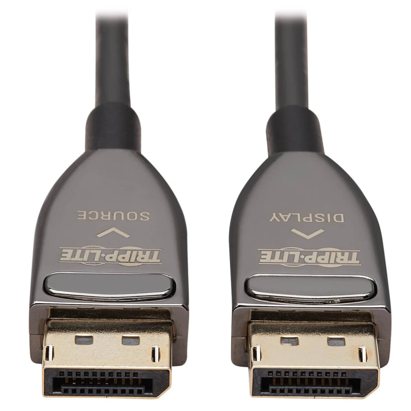 Image of Tripp Lite Tripp Lite P580F3-15M-8K6 DisplayPort Active Optical Cable (AOC), 8K 60 Hz (M/M), CL3 Rated, Latching Connectors, Black, 15 m (49 ft.) P580