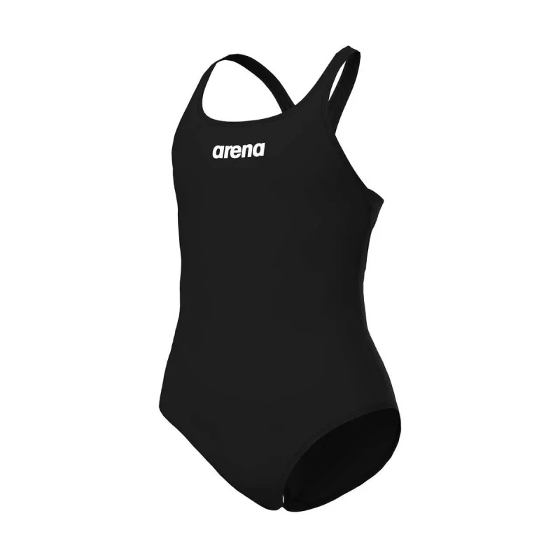 Image of Arena Girl's Team Pro Solid Swimsuit - Black/White, Size 6-7 Years Black/White VV9K7 Unisex 6-7 YEARS