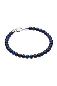 image of Blue Tigers Eye Bead Bracelet with Stainless Steel Clasp 22cm