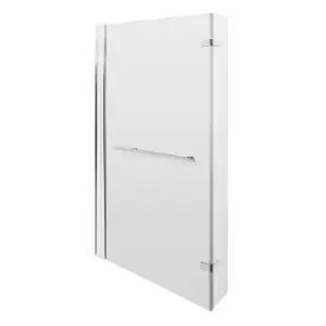 Image of Nuie Pacific L Shaped Bath Screen Hinged With Rail - Polished Chrome