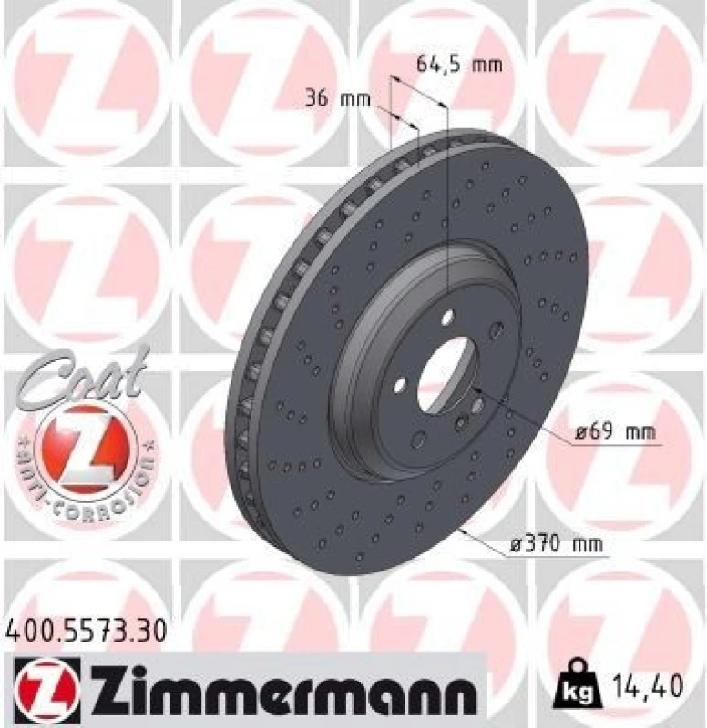 Image of ZIMMERMANN Brake disc ZIMMERMANN 400.5573.30
