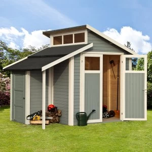 Image of Rowlinson 7 x 10 Skylight Shed with Store - Painted Light Grey