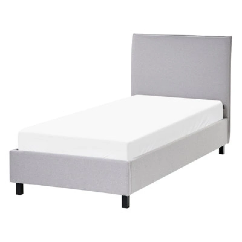 Image of Beliani Bed Fabric Sennez 90 X 200 Cm (Eu Single) Light Grey