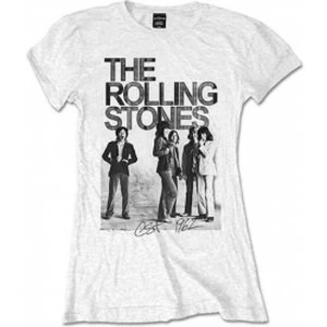 Image of Rolling Stones Est 1962 Group White Ladies T Shirt: Large