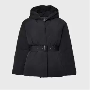 image of Missguided Plus Size Oversized Belted Puffer Coat - Black