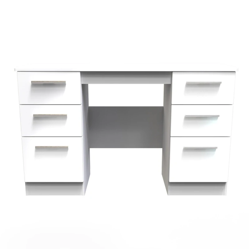 Image of Harrow Double Pedestal Desk In White Gloss (Ready Assembled)