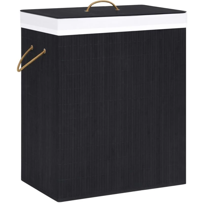 Image of VIDAXL Bamboo Laundry Basket Black 83 l Vidaxl 8720286010792
