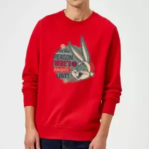 Image of Looney Tunes I'm The Reason There Is A Naughty List Christmas Jumper - Red - M