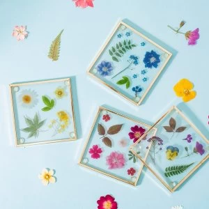 image of Sass & Belle (Set of 4) Pressed Flowers Glass Coasters