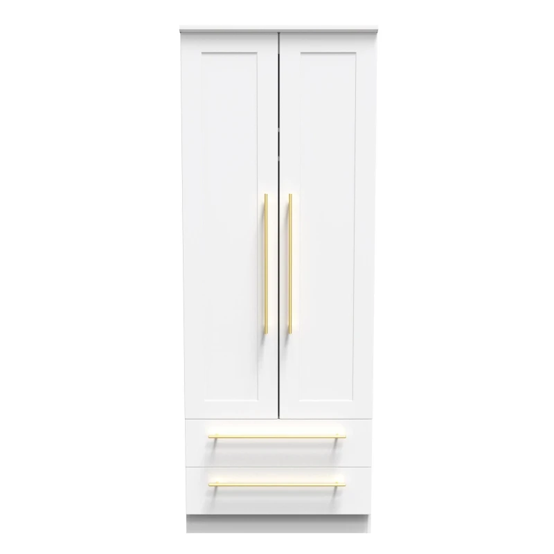 Image of Helmsley 2 Door 2 Drawer Wardrobe In White Ash (Ready Assembled)