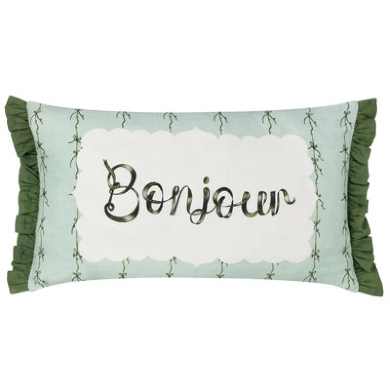 Image of Bonjour Printed Cushion Mint, Mint / 30 x 50cm / Polyester Filled
