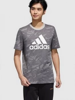 image of adidas Essential All Over Print T-Shirt - Black Size M Men