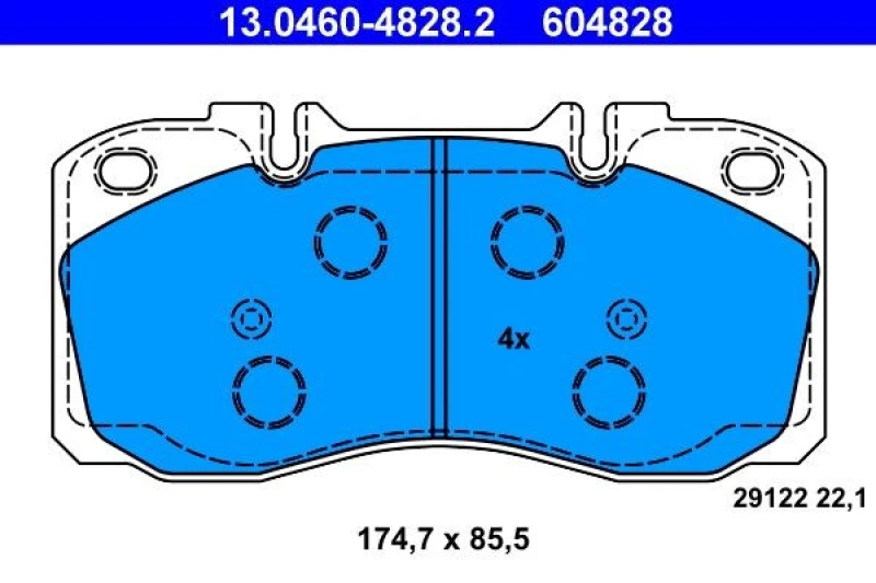 Image of ATE 13.0460-4828.2 Brake pad set excl. wear warning contact Brake Pad Set,disc brake (402)