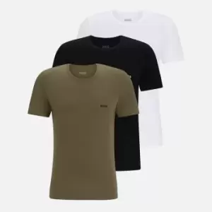 image of BOSS Bodywear Mens 3 Pack RN T-Shirts - Khaki/Black/White - L