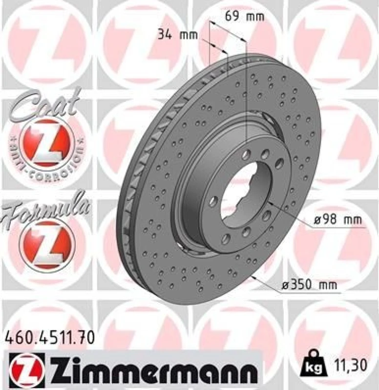 Image of ZIMMERMANN Brake disc ZIMMERMANN 460.4511.70