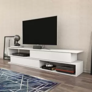 image of Cortez Unique Design tv Stand, tv Cabinet, tv Console, tv Unit With Two Cabinets And Two Open Shelves - Anthracite - Anthracite - Decorotika