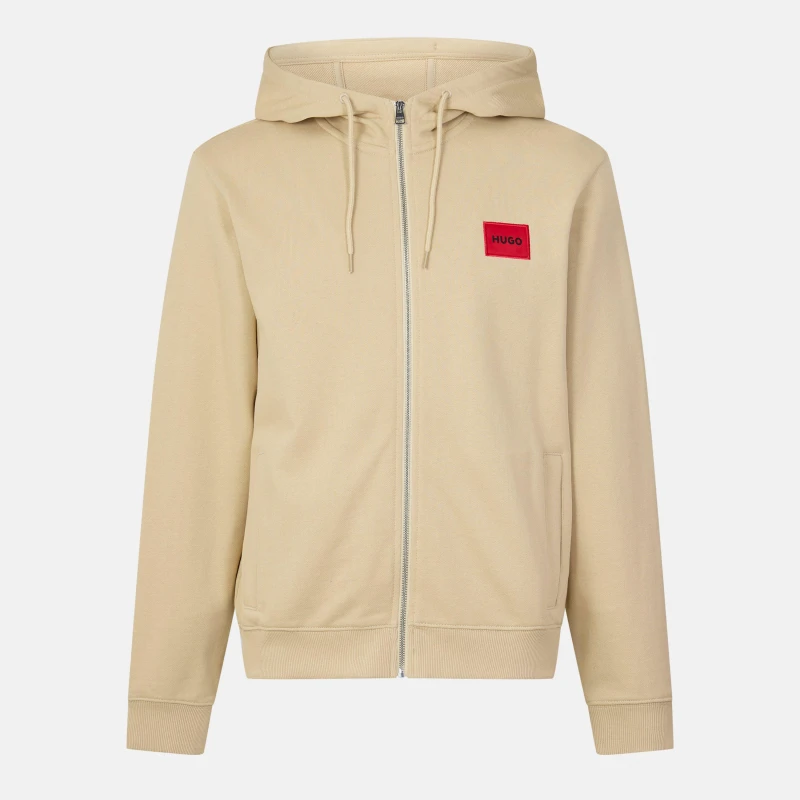 Image of Hugo Daple Zip Through Hoodie Open Beige male XS
