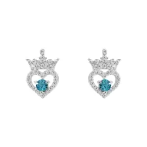 image of Disney Princess Sterling Silver Birthstone Crown Earrings ? March E906315RMARL