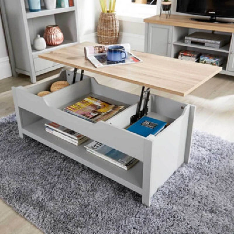 Image of Home Source Avon Hidden Storage Lift Up Coffee Table Unit Grey