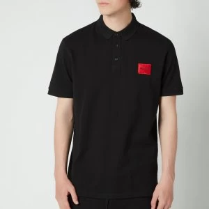 Image of Hugo Boss Dereso 212 Red Patch Logo Polo Shirt Black Size 2XL Men