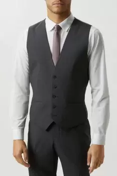 Image of Mens Slim Grey Grid Check Waistcoat