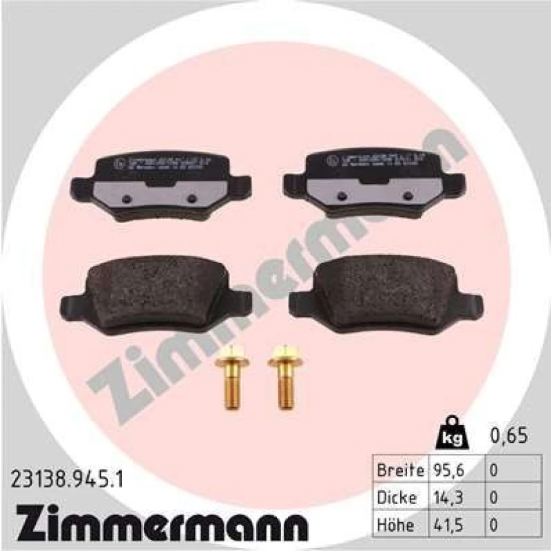 Image of ZIMMERMANN Brake pad set ZIMMERMANN 23138.945.1