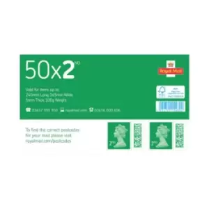 Image of Royal Mail Second Class Postage Stamp Sheet (Pack of 50) BBS2