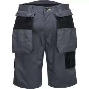 image of Portwest PW3 Mens Holster Work Shorts Grey / Black 32"