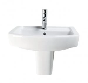 Image of Wickes Capri Ceramic Basin with Semi Pedestal - 550mm