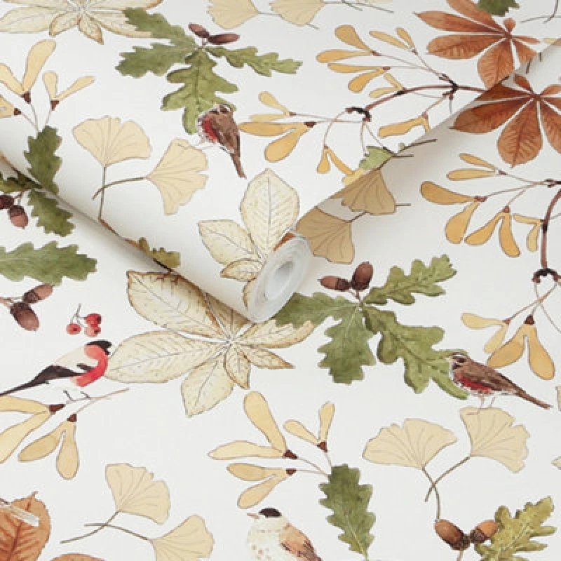 Image of Sophie Allport Orchard Birds Warm Sand Wallpaper