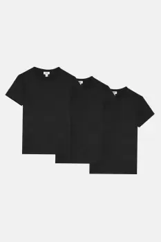 image of Black 3 Pack Crew Neck T-Shirts