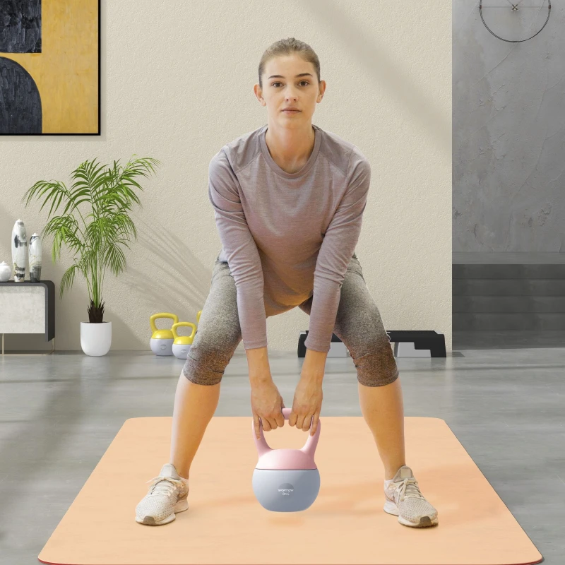 Image of SPORTNOW 8KG Kettlebell with Soft Body and Non-Slip Handle, Pink and Grey, Pink A91-340V02PK