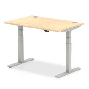 Trexus Sit Stand Desk With Cable Ports Silver Legs 1200x800mm Maple