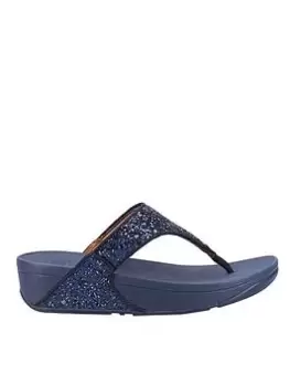 image of FitFlop Lulu Glitter Thong Sandals - Navy, Size 4, Women