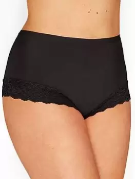 Image of Yours Microfibre Lace Trim Brief - Black, Size 18-20, Women