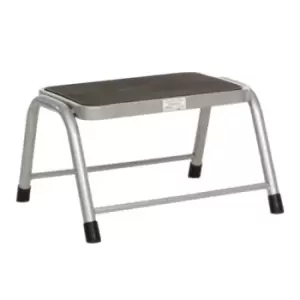 image of Steel Step Stool - Non-slip feet & ribbed rubber top - 150kg capacity - Stackable for compact storage