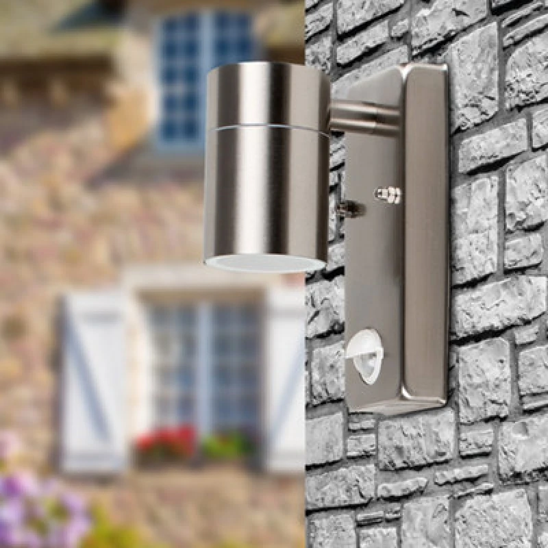Image of ValueLights Barrow PIR Silver IP44 Outdoor Wall Downlight with 5w LED Bulb Silver