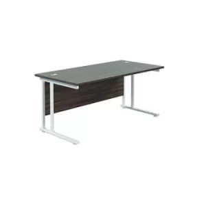 image of Jemini Rectangular Cantilever Desk 1800x800x730mm Dark Walnut/White KF807278