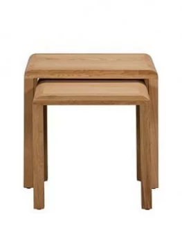 Julian Bowen Newman Curve Ready Assembled Solid Oak And Oak Veneer Nest Of 2 Tables