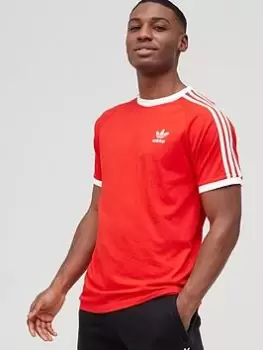 Image of adidas Originals 3 Stripe California T-Shirt - Red/White Size XS Men