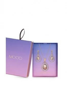 image of Mood Teardrop Halo Pendant & Earring Set