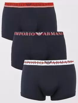 Image of Emporio Armani Bodywear 3 Pack Trunks, Dark Blue, Size L, Men